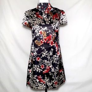 Zara Black Floral Asymmetrical Dress
